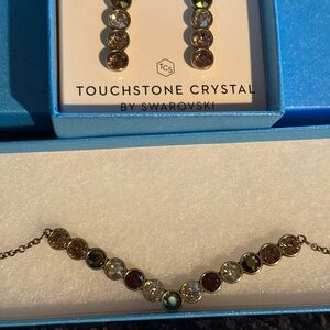 Touchstone Crystal Gold Necklace Elegant Jewelry